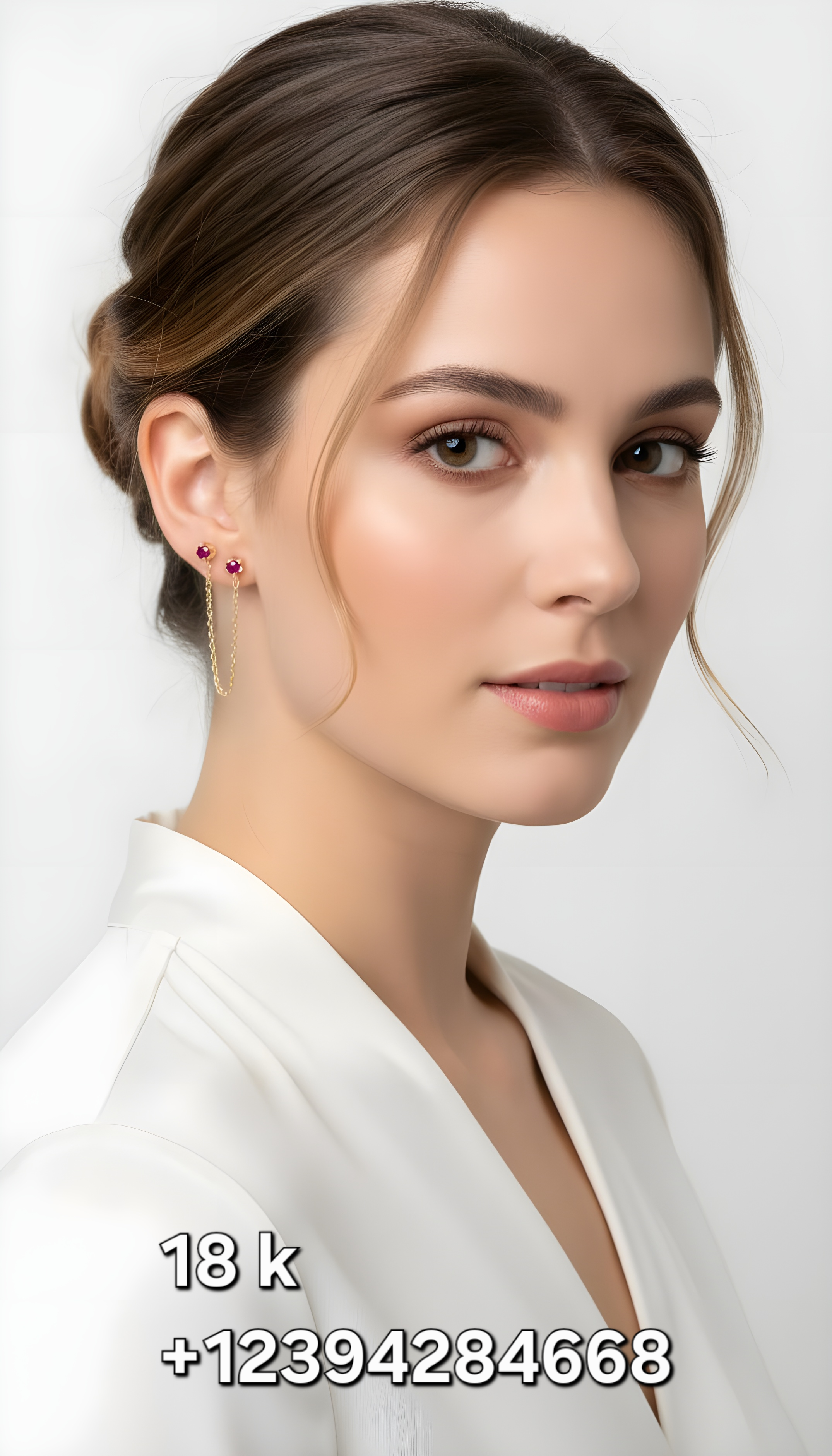 Aretes dobles con rubí genuino y cadena en Oro amarillo 18K 💛❤️✨