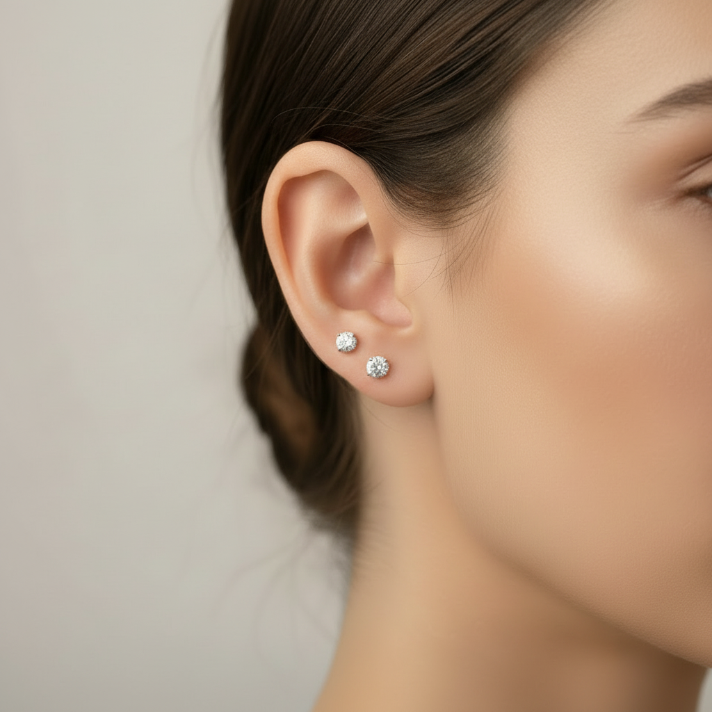 Aretes pequeños en Oro 10K con cierre a presión