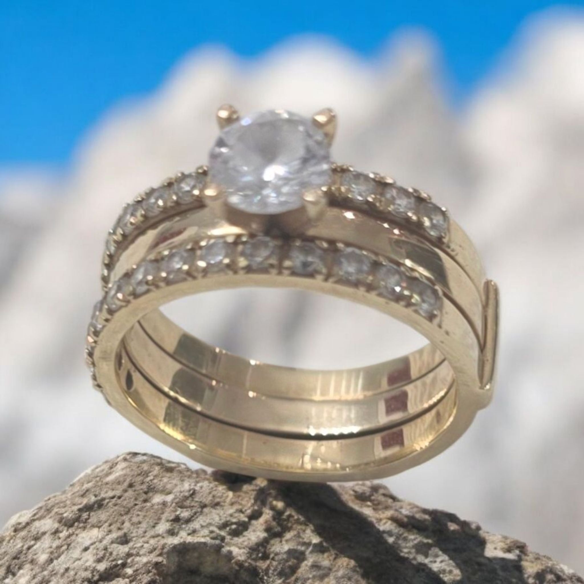 Anillo de compromiso doble aro