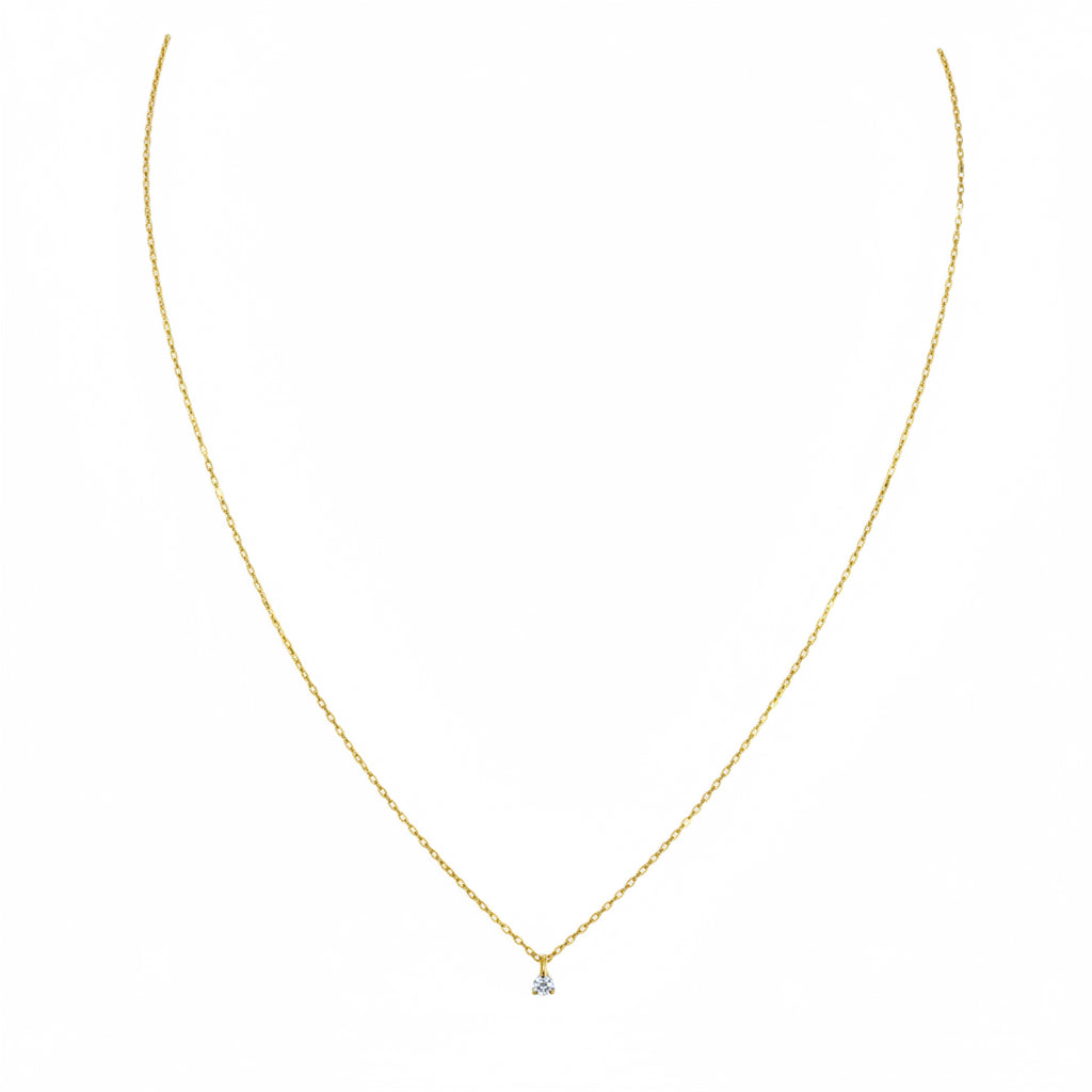 Collar solitario con diamante en Oro amarillo 18K con cierre de aro a presión 💛✨