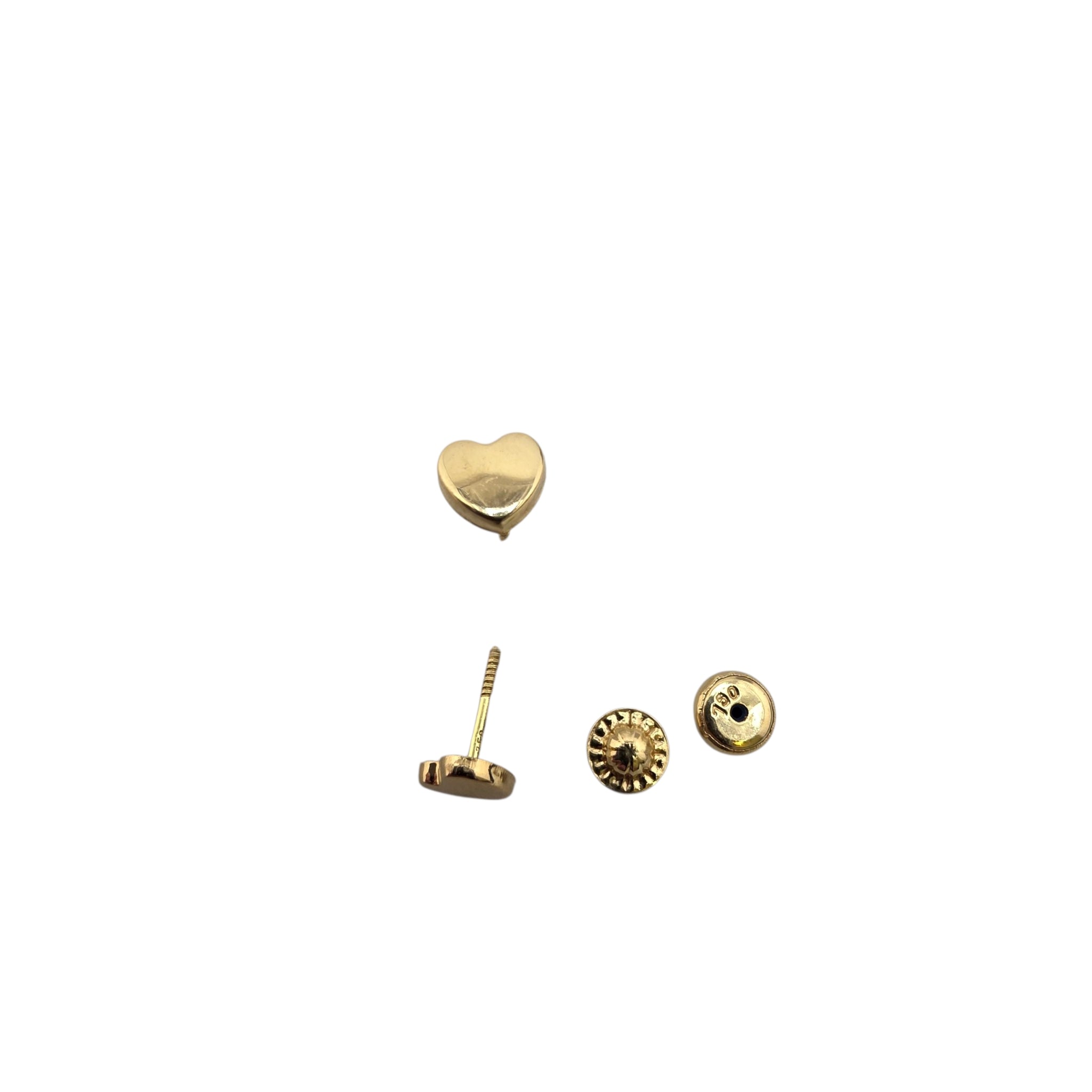Aretes corazón liso en Oro amarillo 18K con cierre de tuerca 💛✨