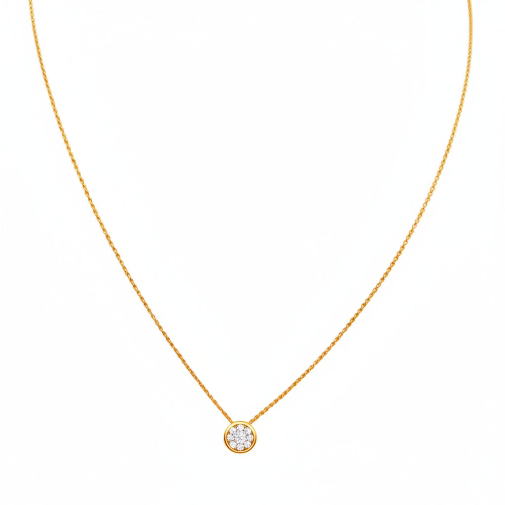 Collar redondo con diamantes 0.10 ct en Oro amarillo 18K 💛✨
