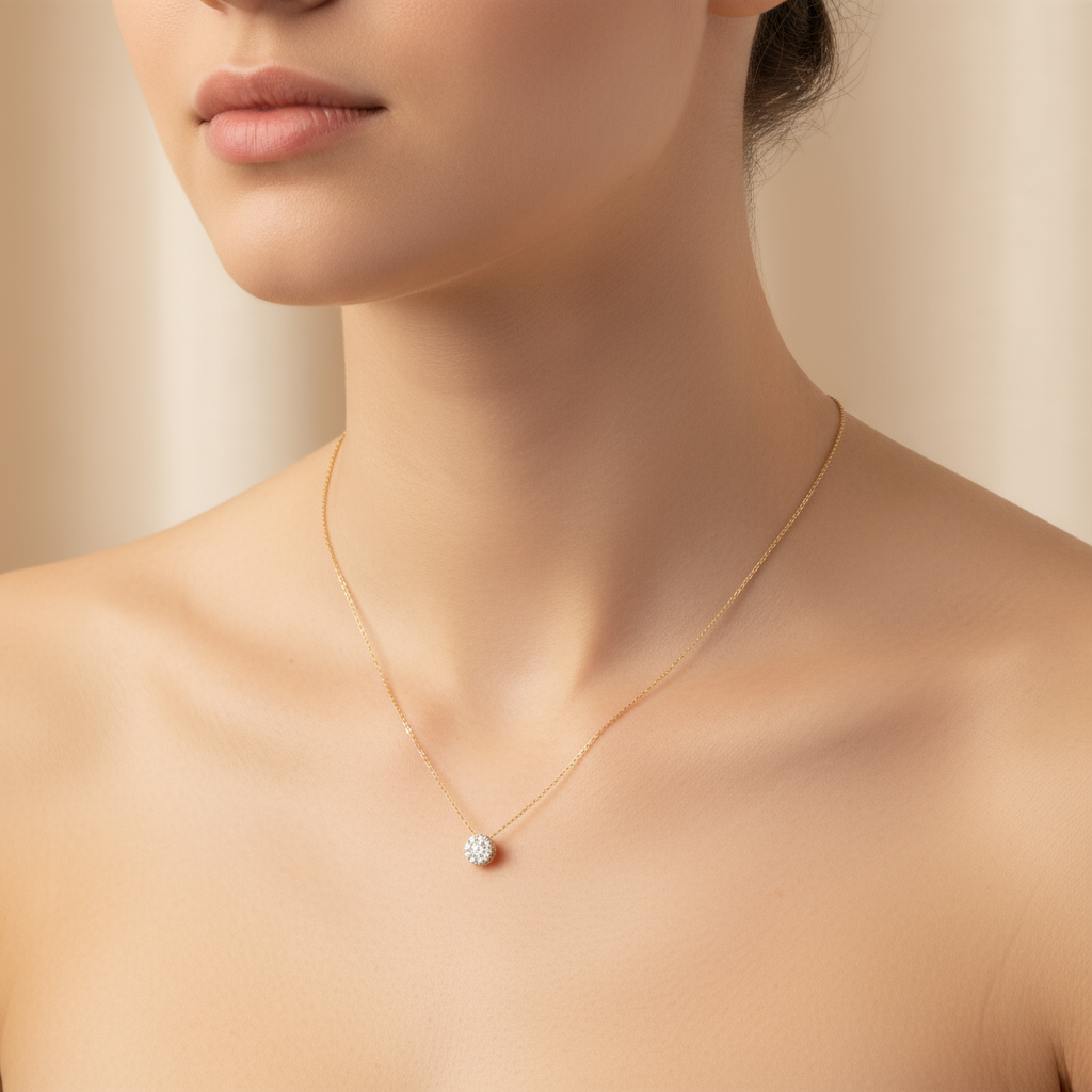 Collar redondo con diamantes 0.10 ct en Oro amarillo 18K 💛✨