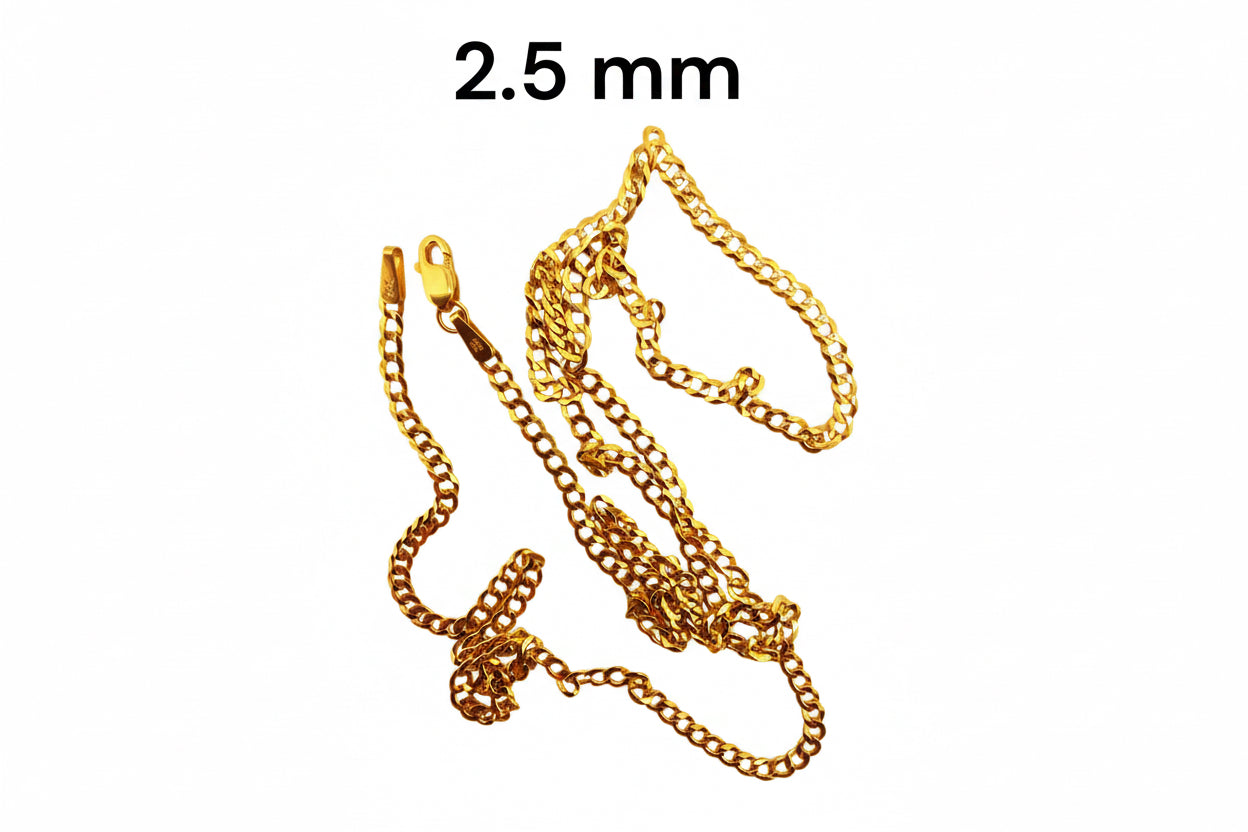 Cadena cubana italiana 2.5 mm oro 14k