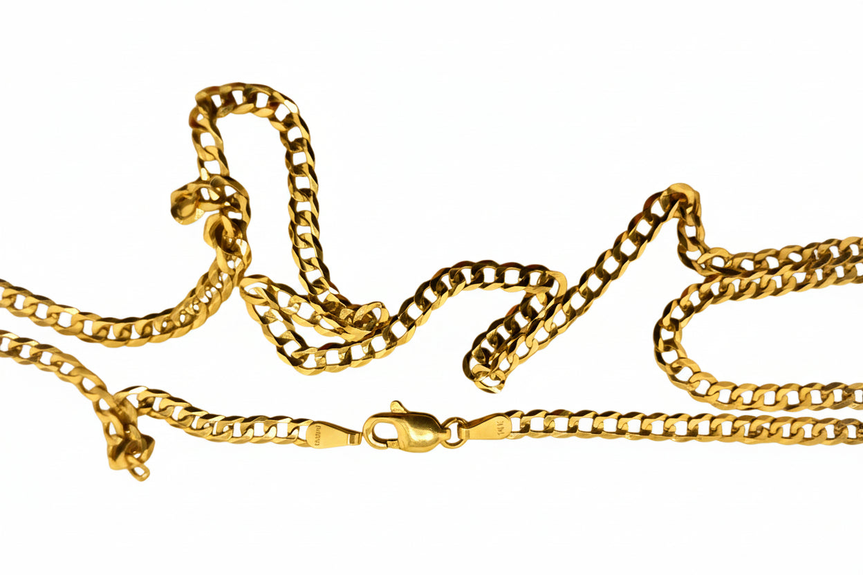 Cadena cubana italiana 3.2 mm oro 14K