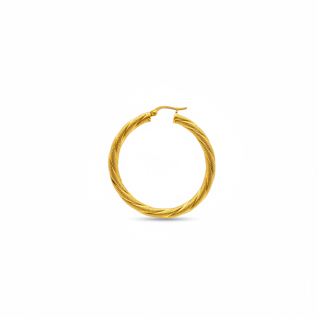 Argollas torcidas satinadas de oro 14K – Grosor 3 mm