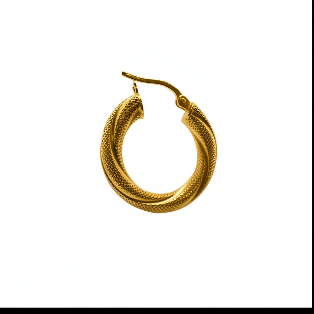 Argollas torcidas satinadas de oro 14K, grosor 4 mm, varios tamaños