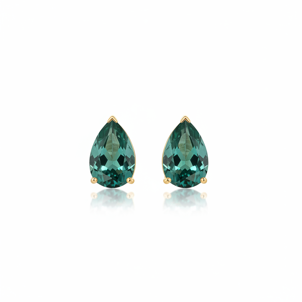 Aretes con esmeraldas en forma de gota en Oro amarillo 18K con cierre mariposa 💚✨