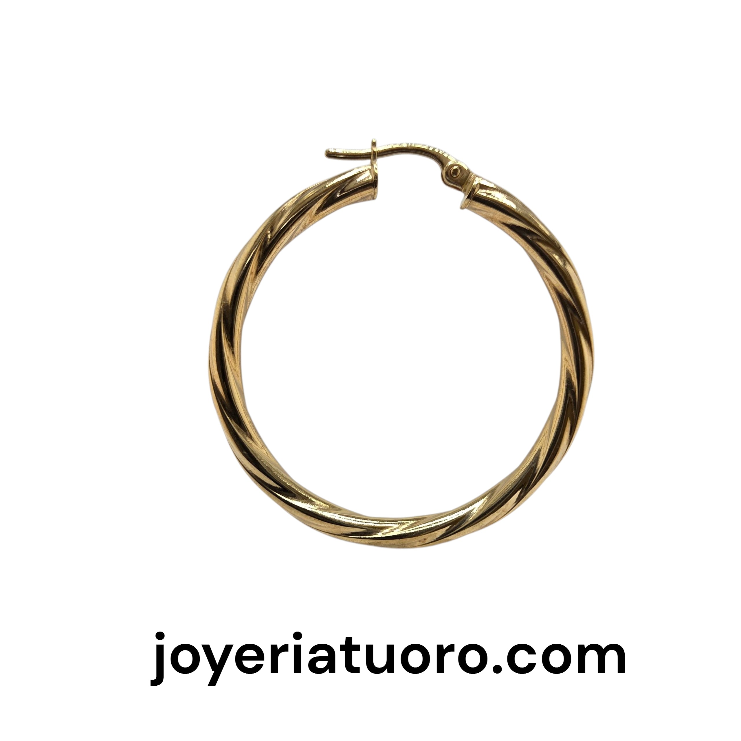Argollas torcidas lisas de oro 14K – Grosor 3 mm