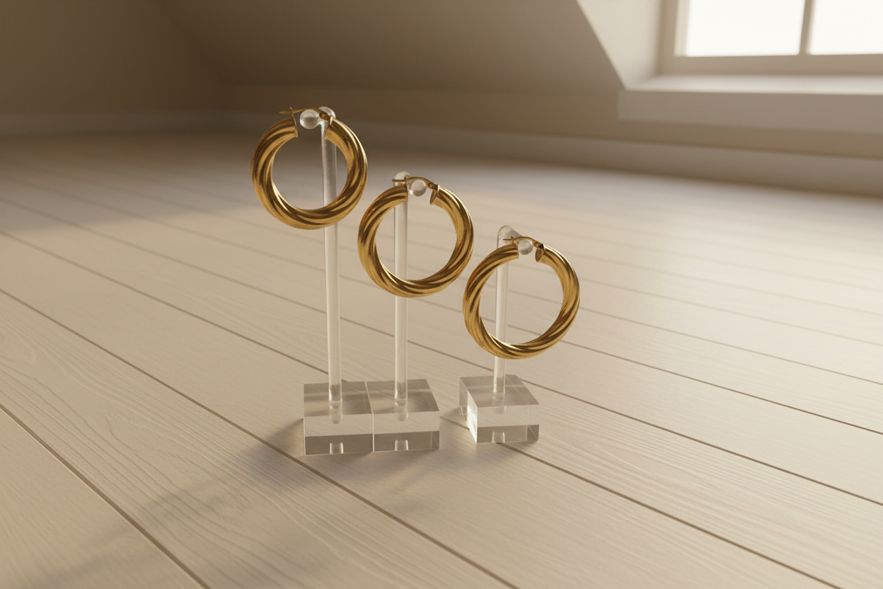 Argollas torcidas lisas de Oro 14k 6 mm