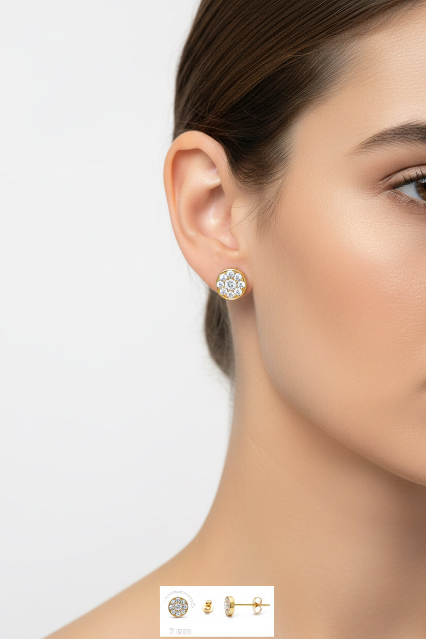 Aretes pequeños con cierre mariposa en oro 14K