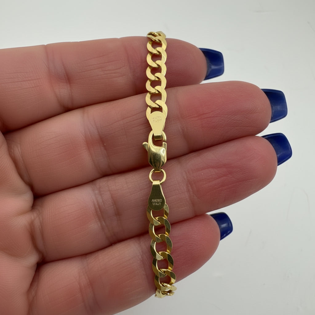 Tobillera Cubano-Italiana en Oro 10K de 4.7 mm