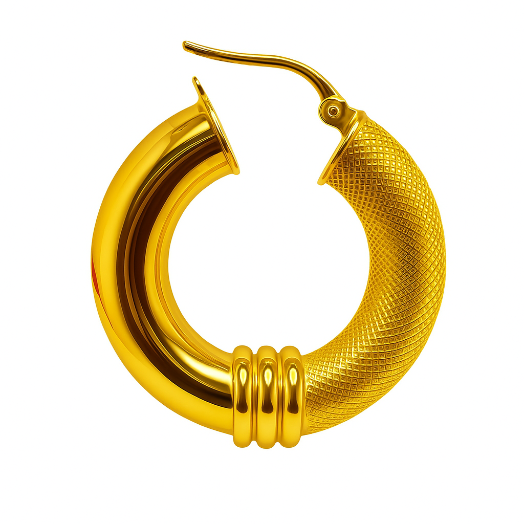 Argollas gruesas de oro 14K con acabado mixto: liso y satinado (6 mm)