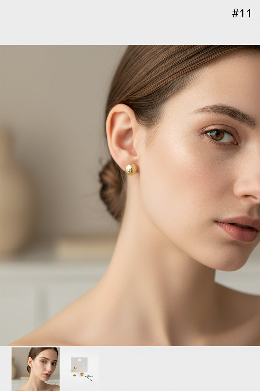 Aretes pequeños con cierre mariposa en oro 14K