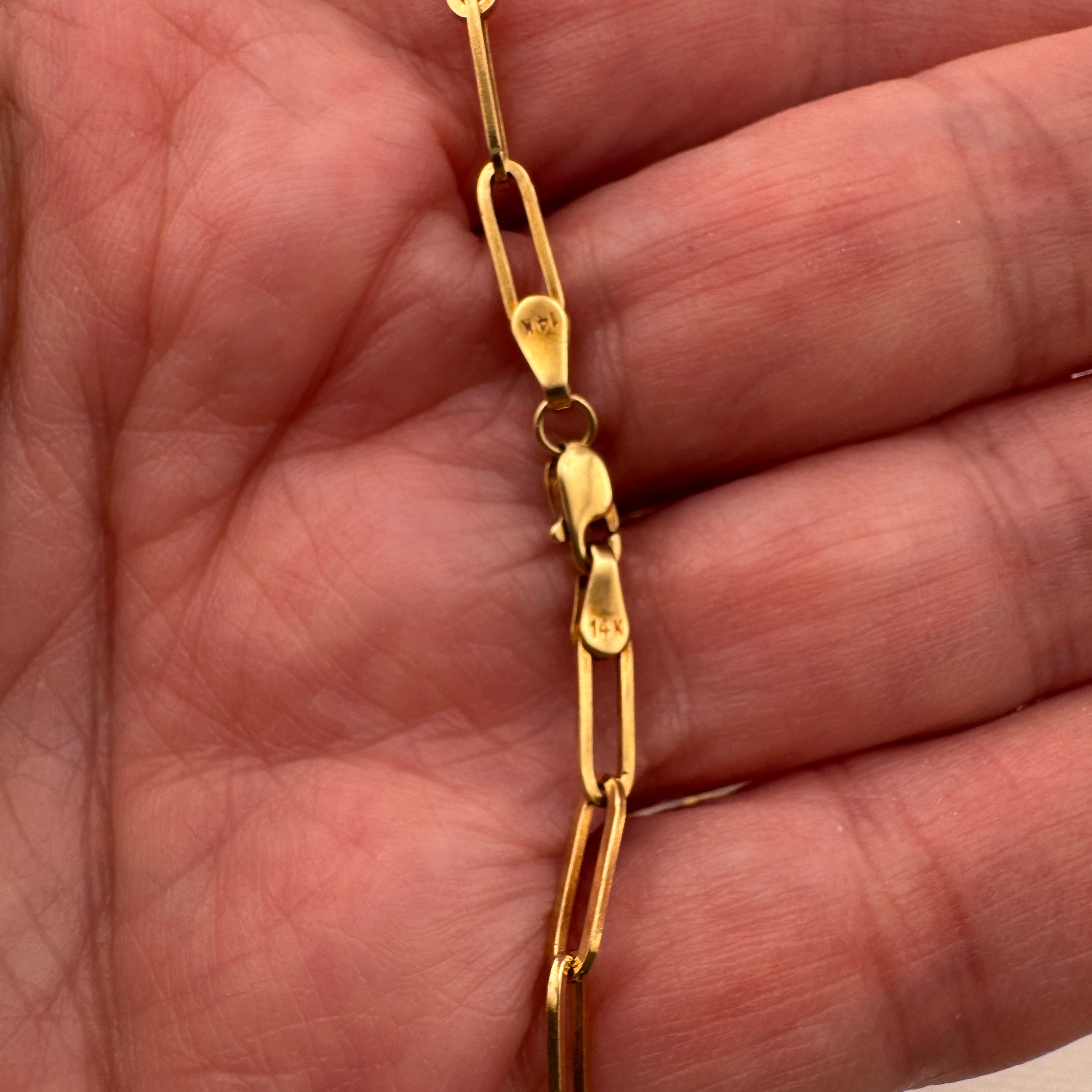 Cadena clip de papel 3 mm Oro 14K