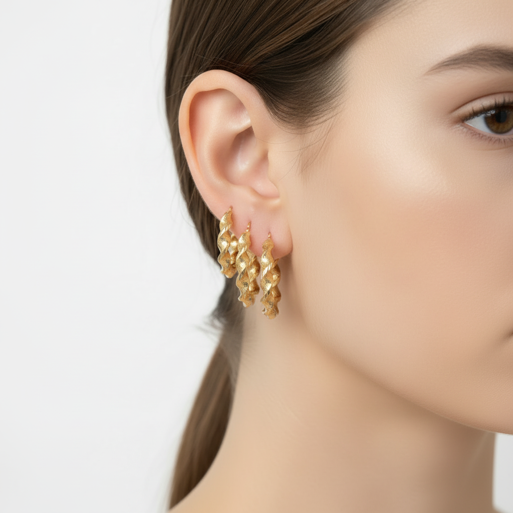 Argollas en espiral de Oro 10K – Grosor 6 mm
