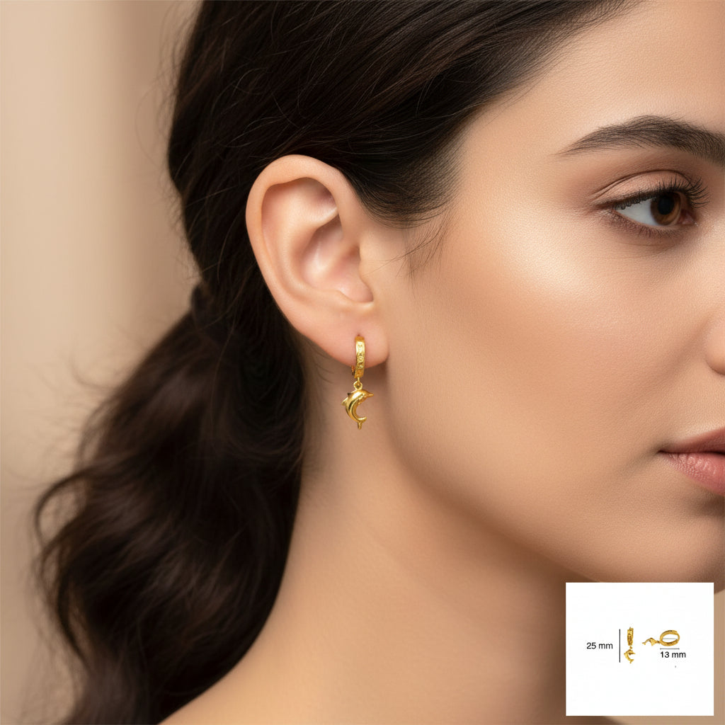 Aretes medianos huggie en oro 14K