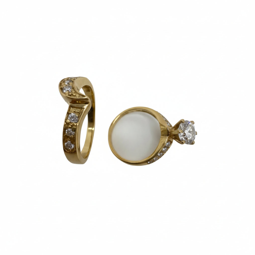 Anillo de compromiso diseño cruzado en Oro 14K 7 mm