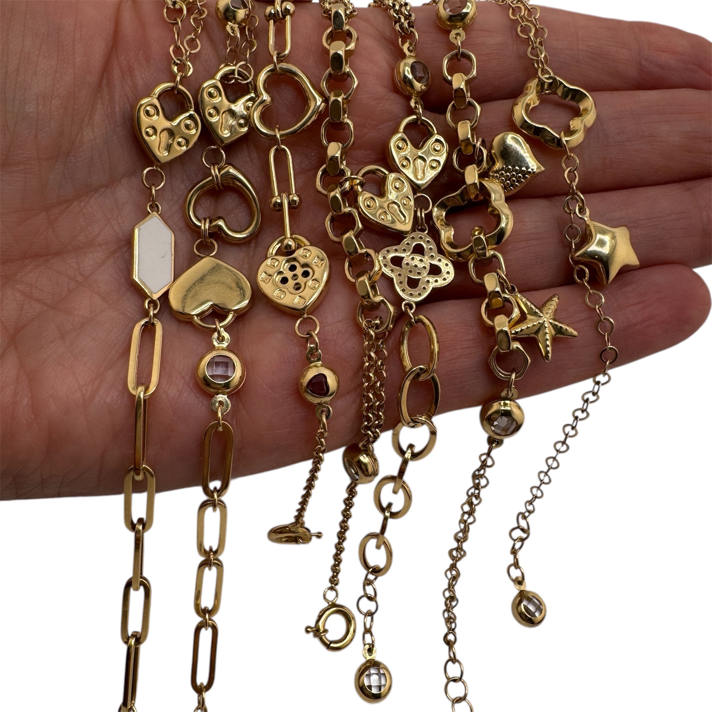 Pulsera de Oro 14K con Dijes Decorativos