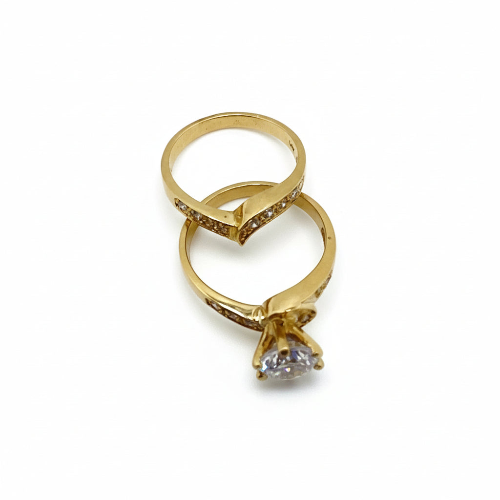 Anillo de compromiso diseño cruzado en Oro 14K 7 mm