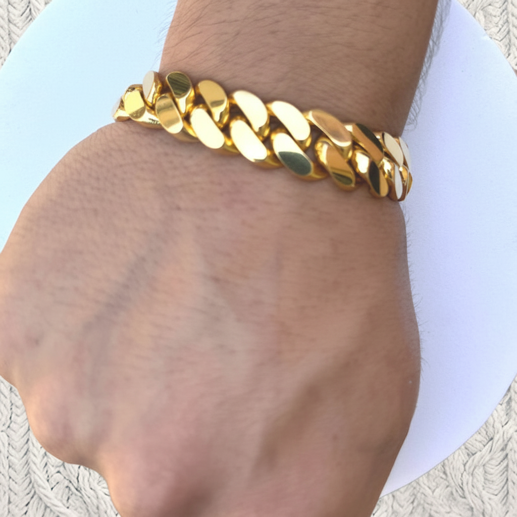 Pulsera Cubana Miami en Oro 14K 16 mm
