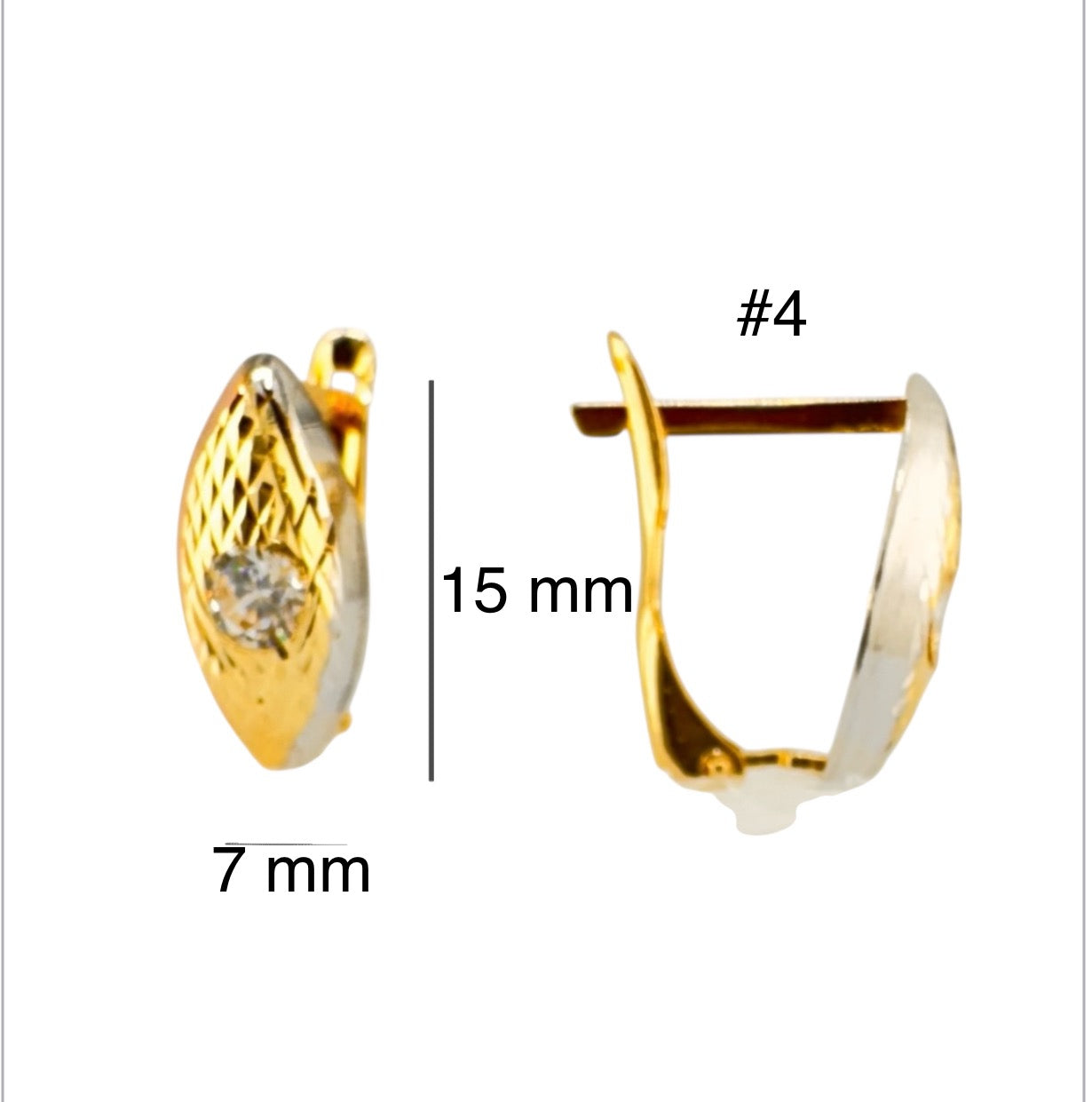 Aretes cortos con cierre catalán en oro 14K