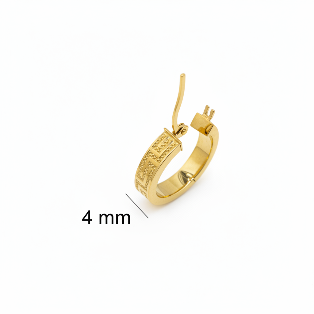 Argollas meandro de Oro 14K 4 mm