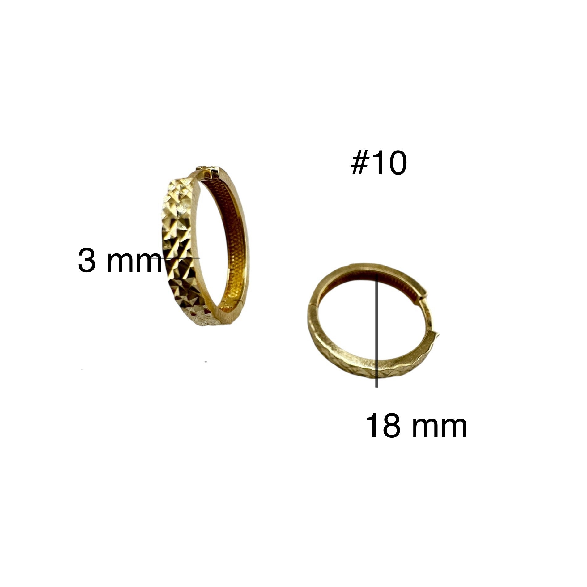 Aretes cortos huggie en oro 14K