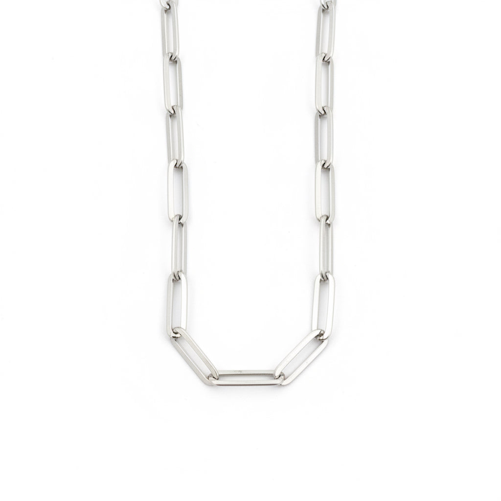 Cadena Paperclip con rodio de Plata 925 de 3.2 mm