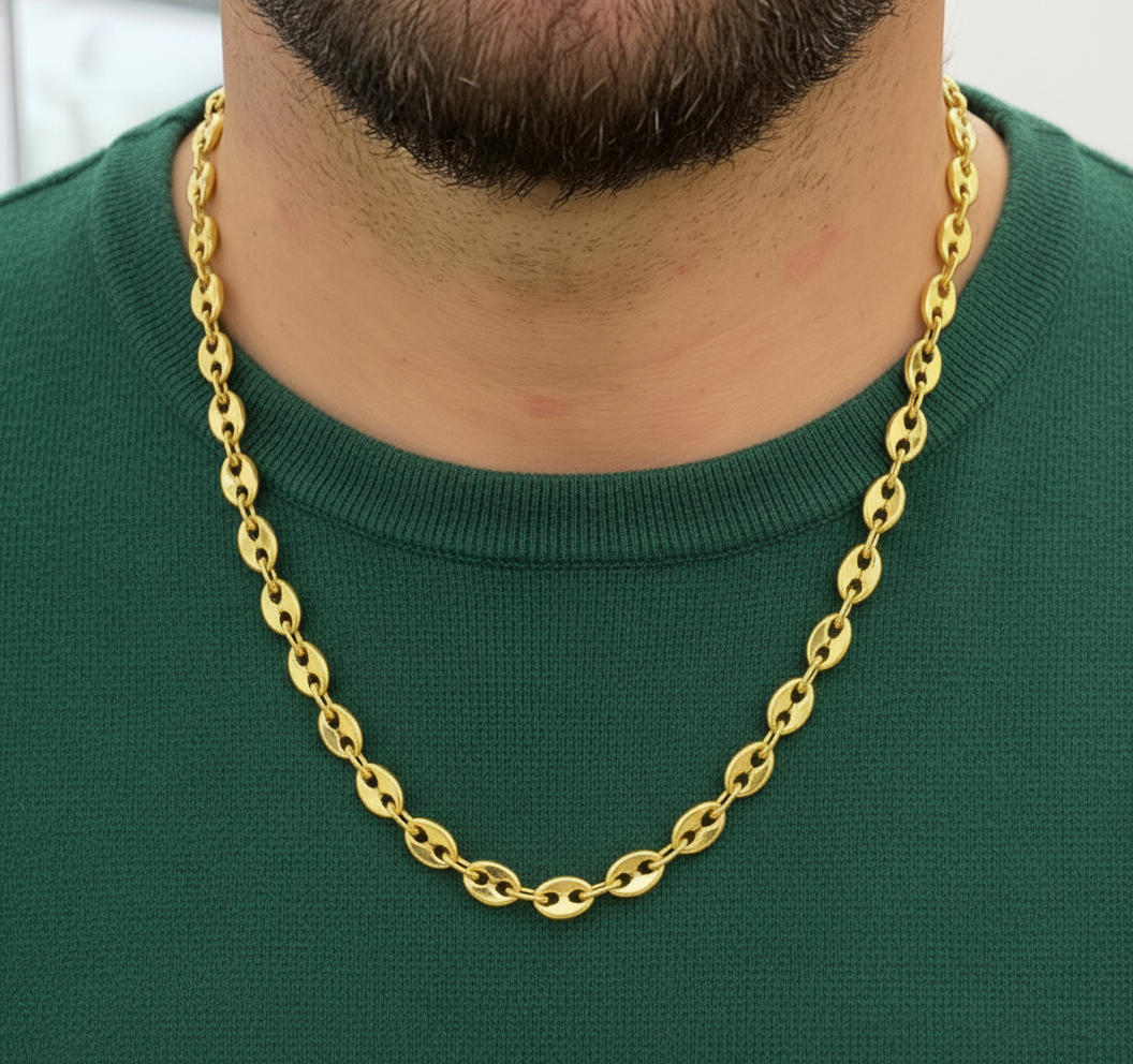 Cadena Grano de Café 7.5 mm Oro 14K