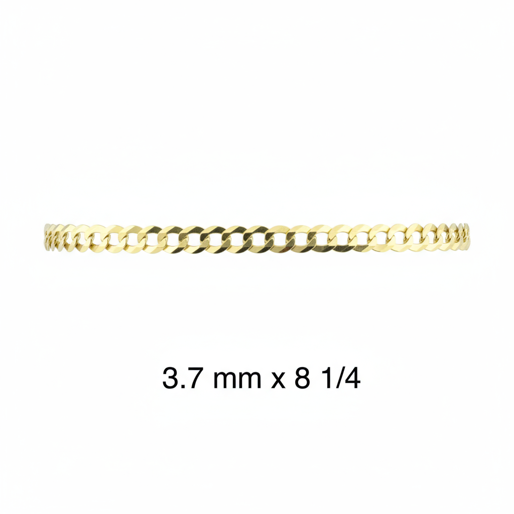 Pulsera Cadena Cubana Italiana en Oro 14K 3.7 mm