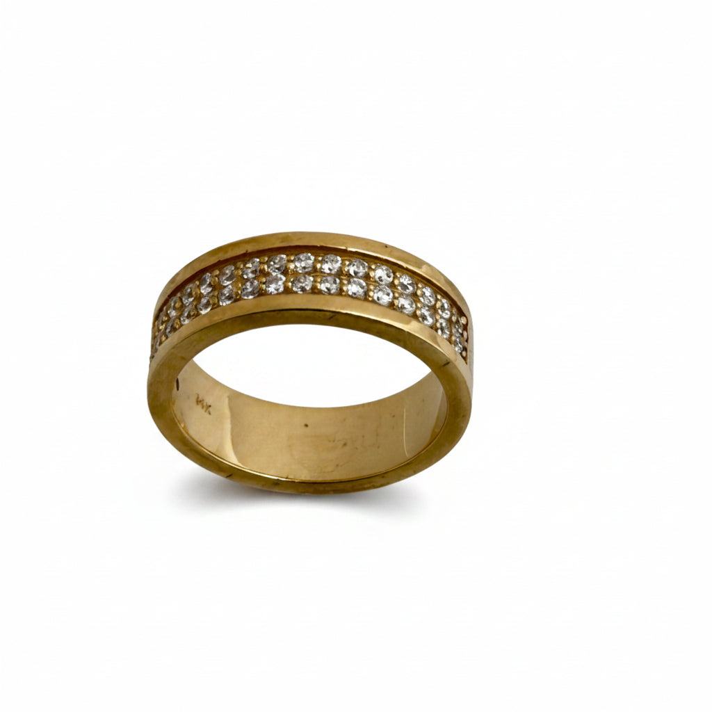 14K Gold Eternity Engagement Ring with Cubic Zirconia