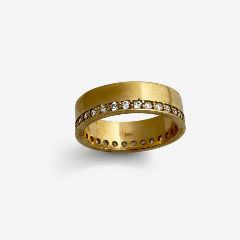 14K Gold Eternity Engagement Ring with Cubic Zirconia