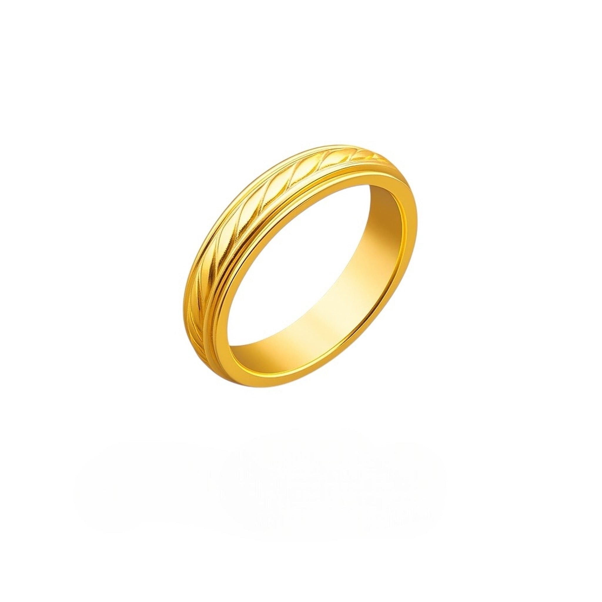 Alianza tradicional de Oro 14K 5.5 mm con diseño liso y detalles grabados, joya clásica y atemporal de TuOro
