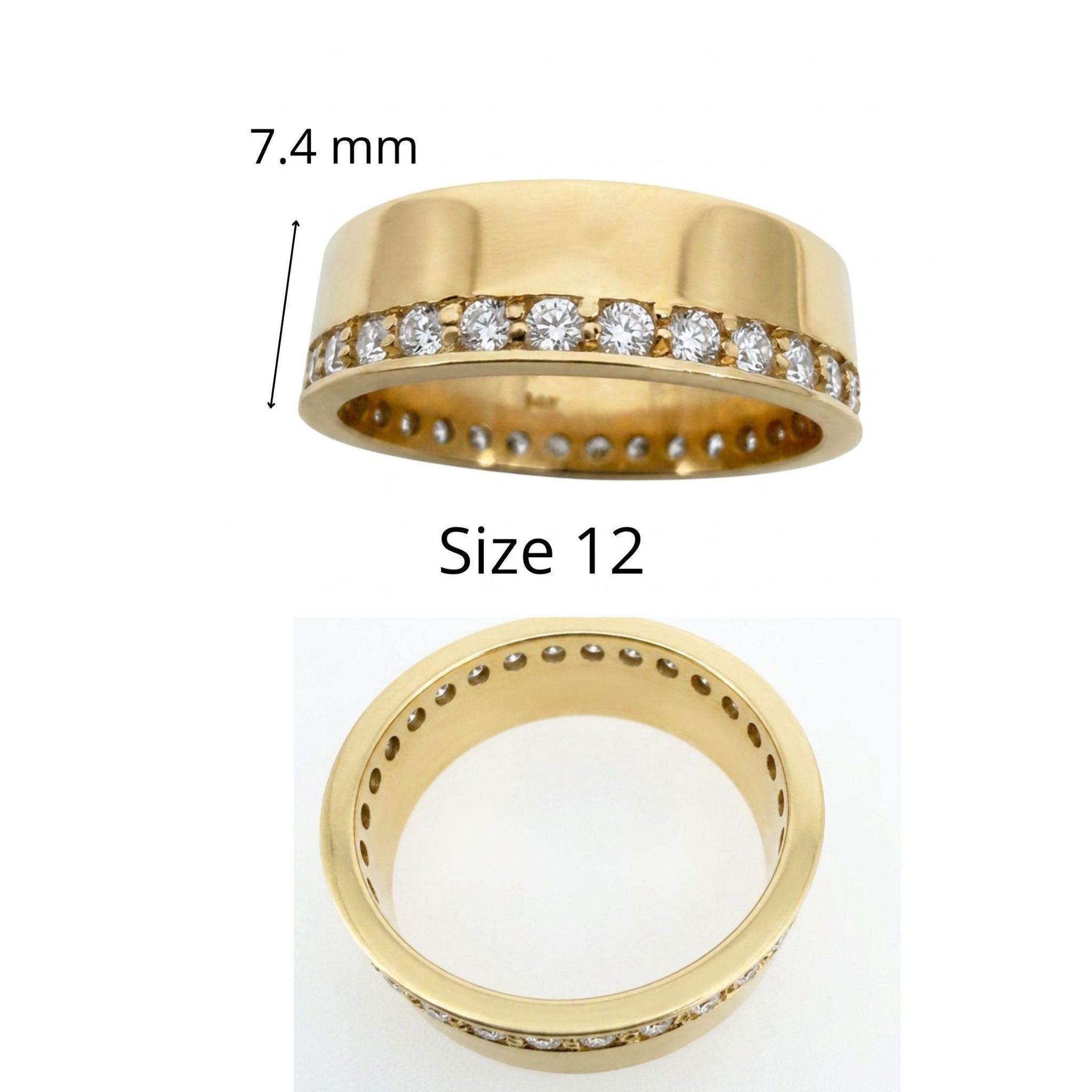 Anillo de eternidad en Oro 14K talla 12 con una fila de circonias blancas y ancho aproximado de 7.4 mm, TuOro®