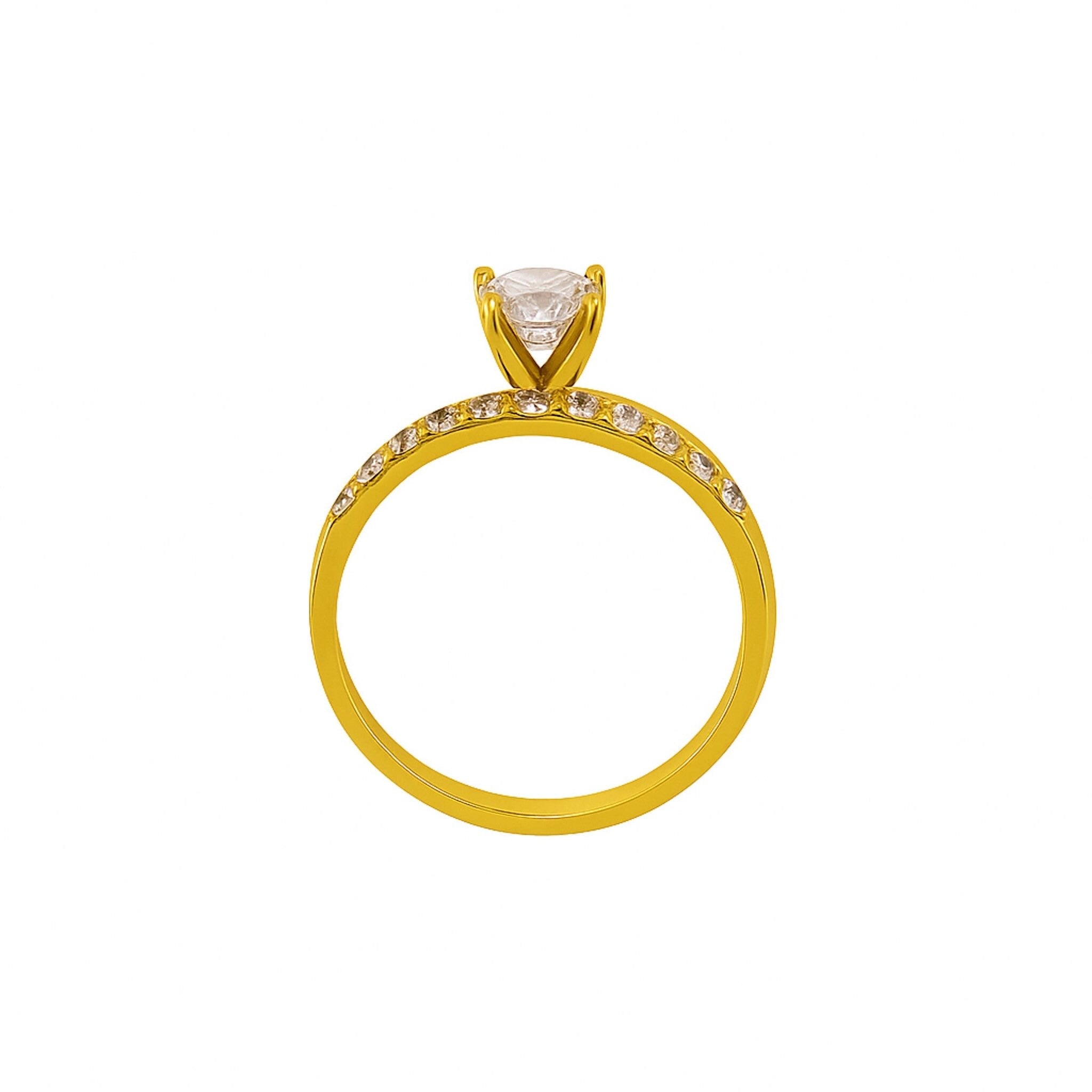 Anillo de compromiso media eternidad en Oro 14K 5 mm de TuOro, vista trasera del aro con engaste elevado