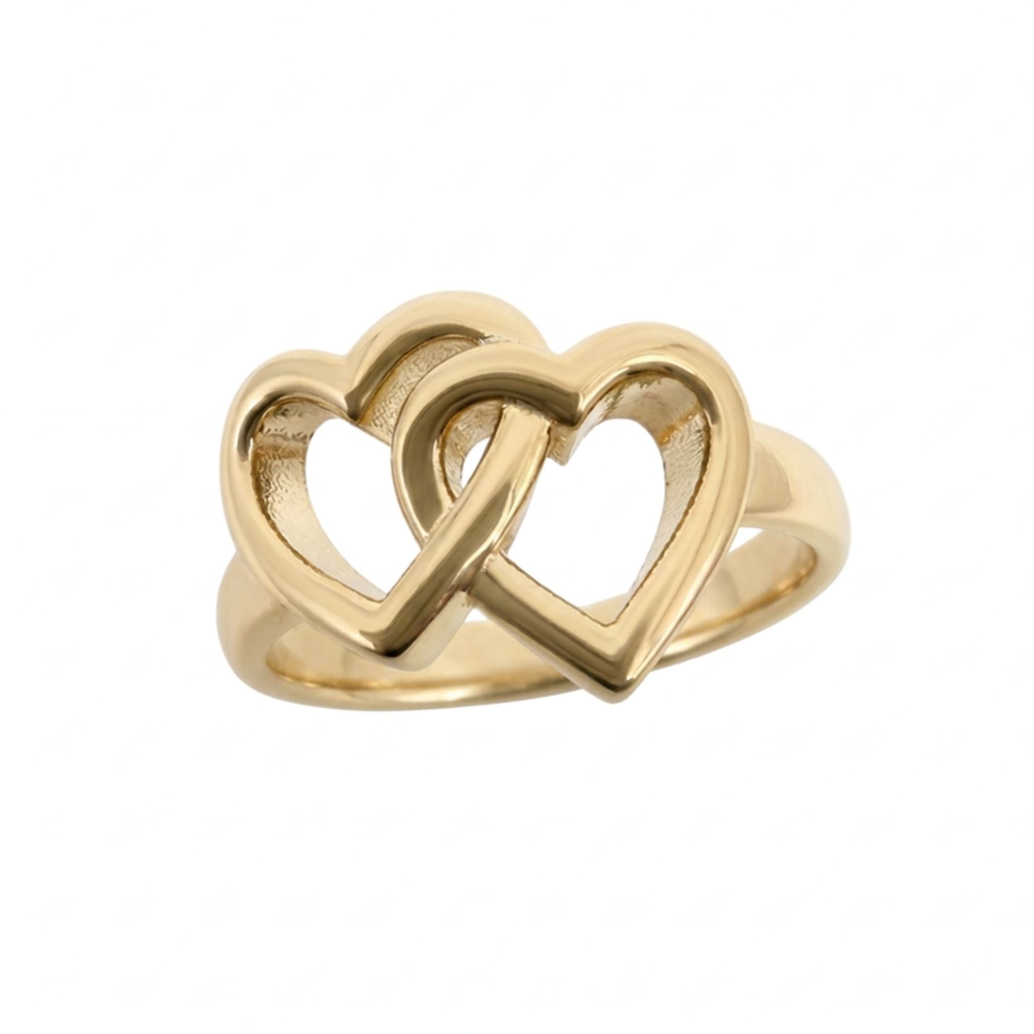 Anillo de Corazones Madre e Hija en Oro 10K TuOro® con diseño de doble corazón y acabado brillante.