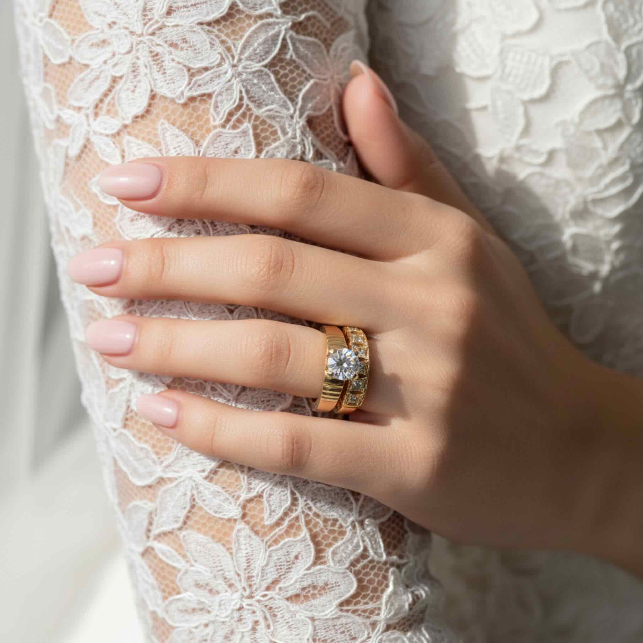 Anillo de compromiso halo en Oro 14K con circonia cúbica de 5.5 mm en mano, diseño elegante de TuOro