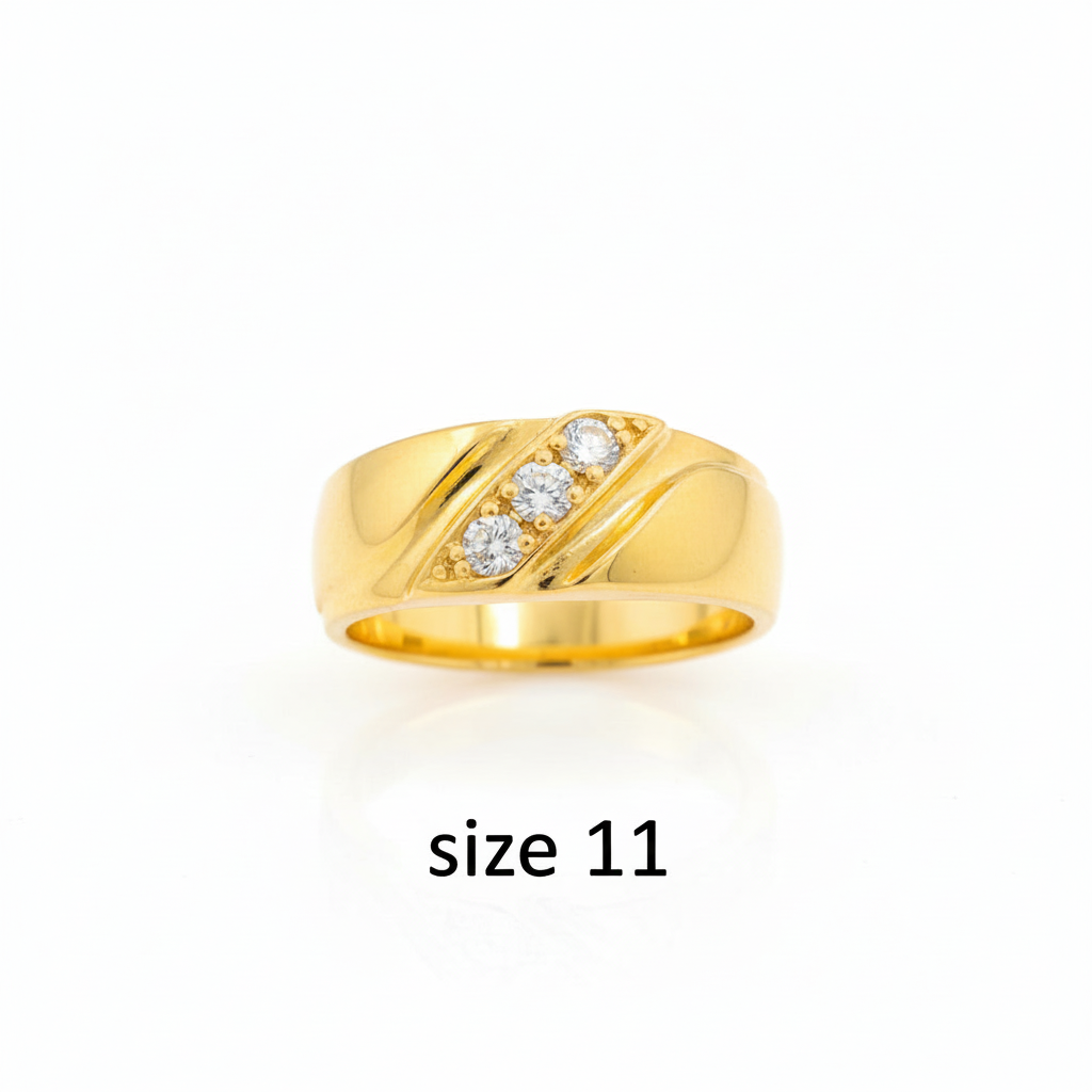 Anillo de compromiso tres piedras de Oro 14K