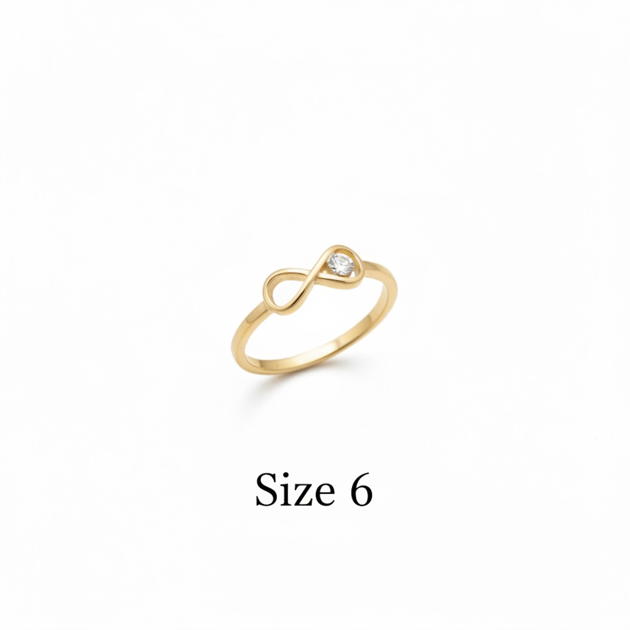 Anillo fino de Oro 14K con diseño infinito y circonia blanca talla 6 de TuOro