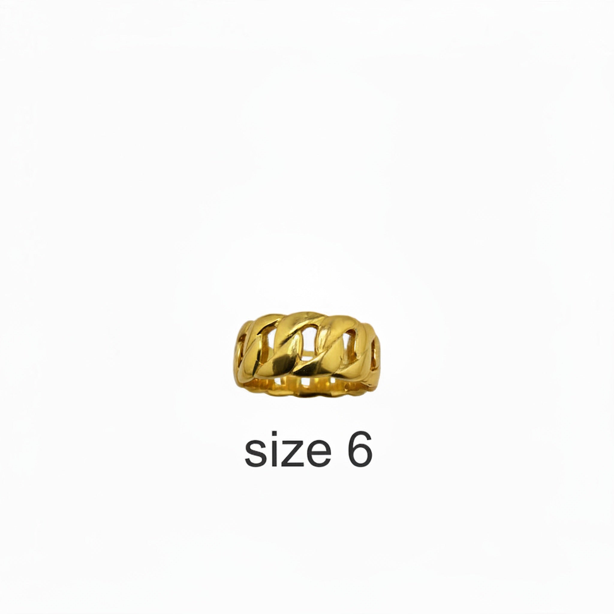 Anillo grueso de Oro 14K con diseño de cadena gruesa estilo cubano talla 6 — TuOro