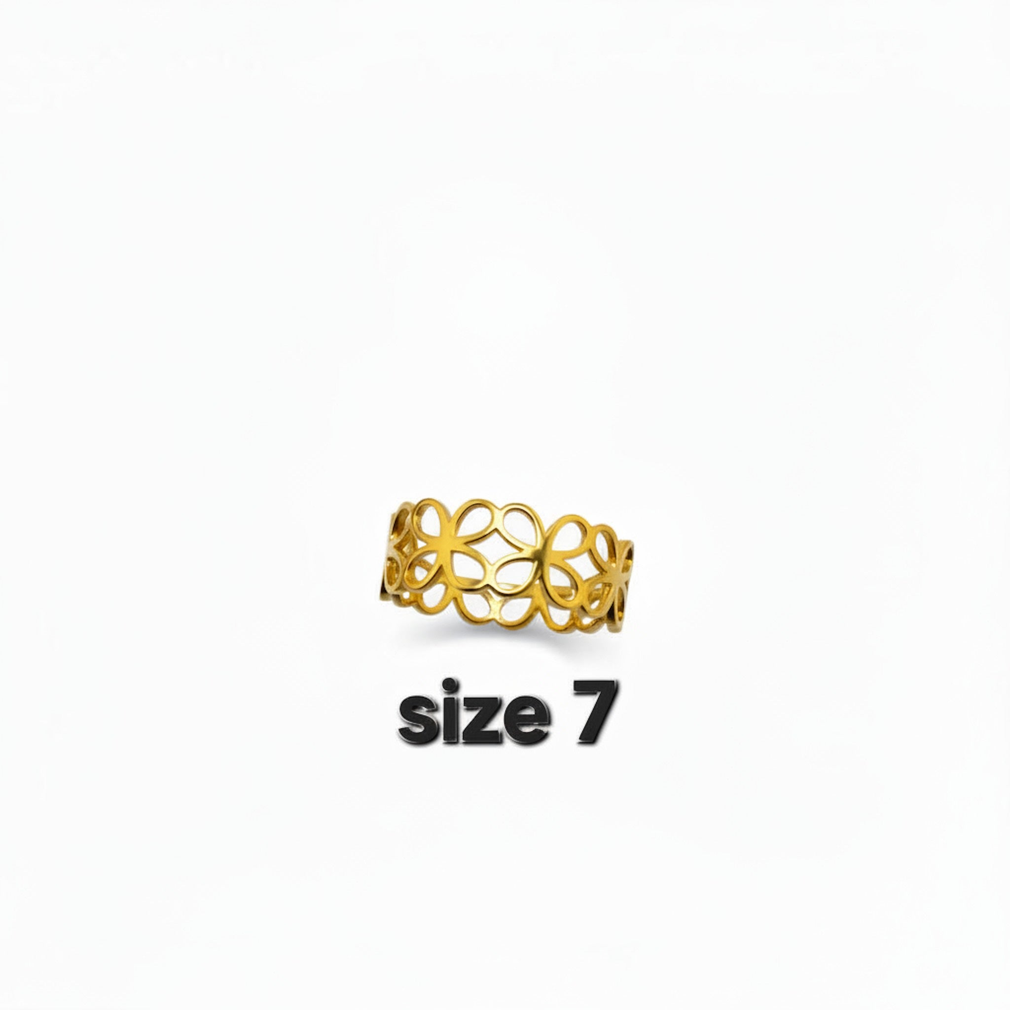 Anillo grueso de Oro 14K con diseño de hojas caladas entrelazadas talla 7 — TuOro