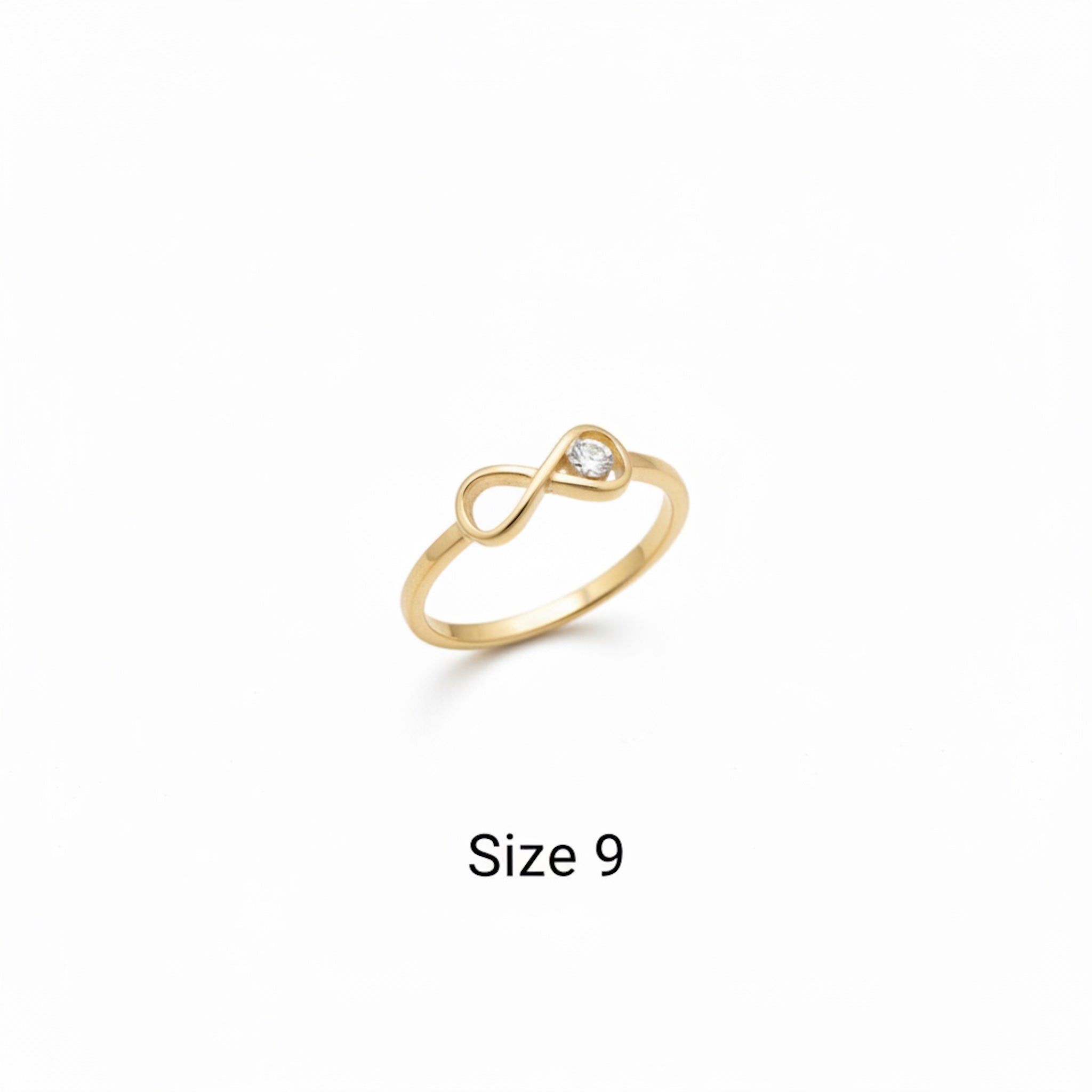 Anillo fino de Oro 14K con diseño infinito y circonia blanca talla 9 de TuOro