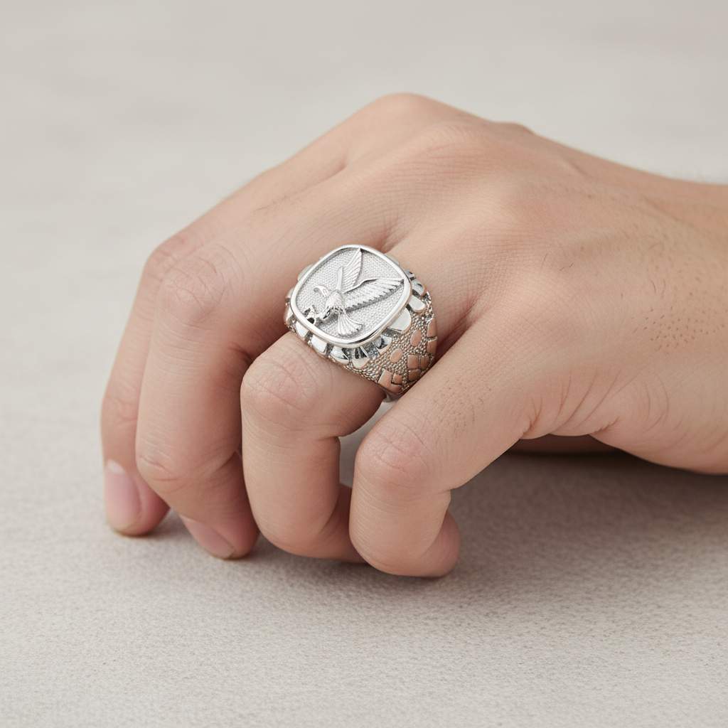 Anillo en la mano de un hombre 