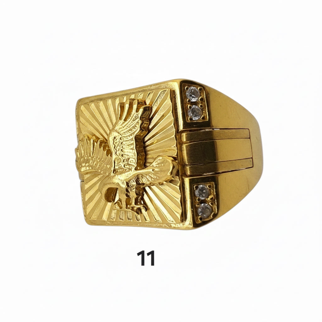 Anillo de sello clásico en Oro 14K con águila en vista lateral talla 11 de TuOro