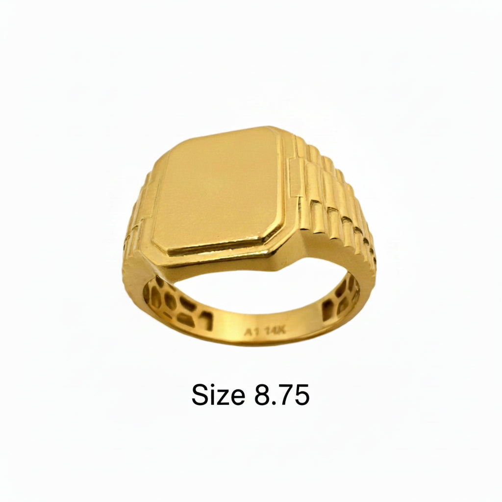 Anillo sello liso de Oro 14K para hombre talla 8 3/4, diseño clásico sin piedra, TuOro