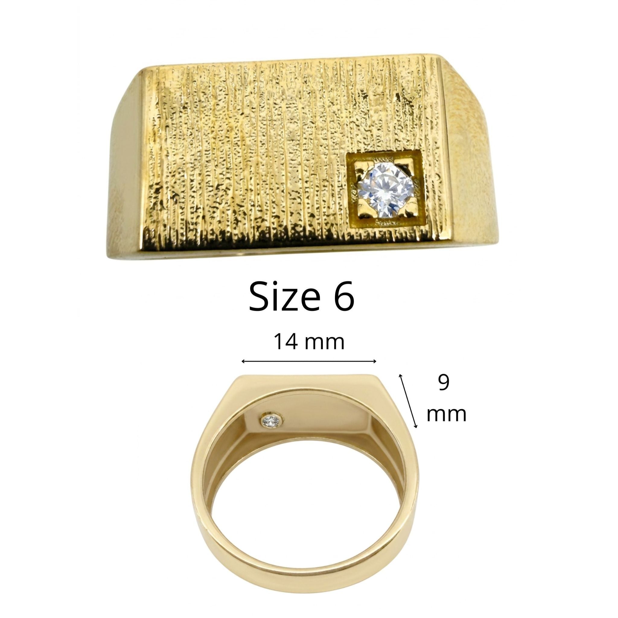 Anillo de Sello para Meñique en Oro 10K con Circonia TuOro® en talla 6.