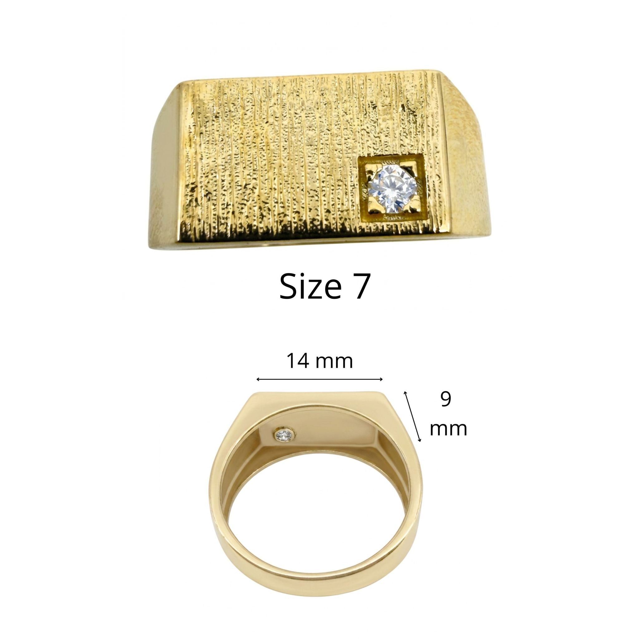 Anillo de Sello para Meñique en Oro 10K con Circonia TuOro® en talla 7.