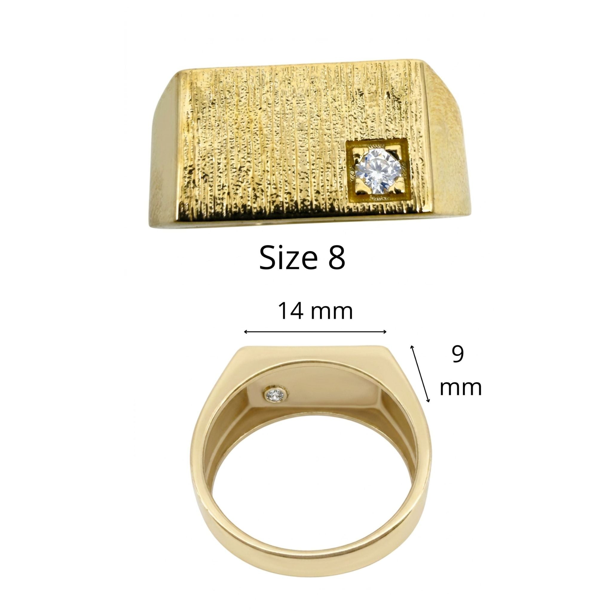Anillo de Sello para Meñique en Oro 10K con Circonia TuOro® en talla 8.