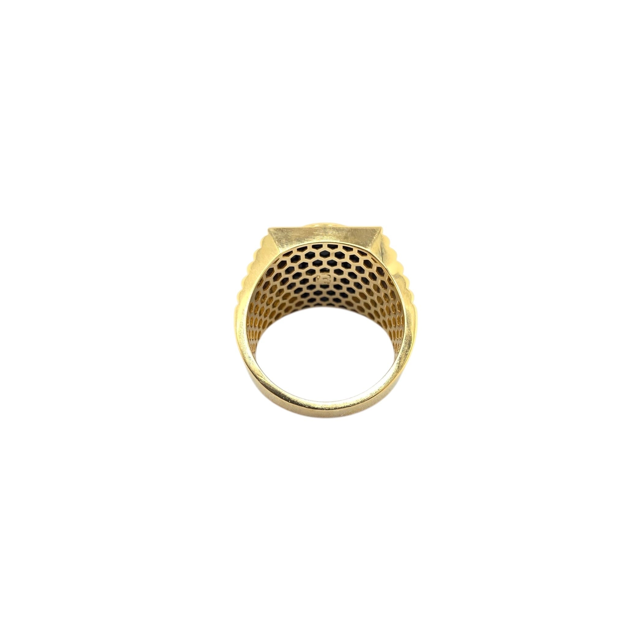 Interior de anillo sello de Oro 14K con galería tipo panal para mayor comodidad, TuOro